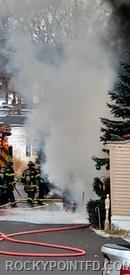 Members of Wading River FD making aggressive fire attack 